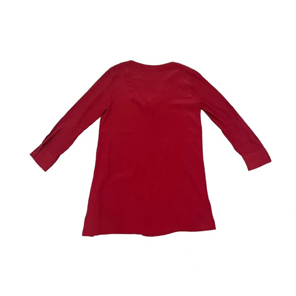 Madewell Maroon Long-Sleeve Button-Front Dress V-Necklin Medium Tomato Girl - Picture 5 of 8